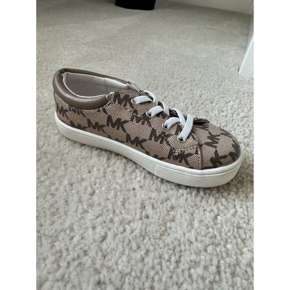Michael Kors Girls 10c Brown Finola Sneakers Monogrammed Designer Slip on - Picture 3 of 8